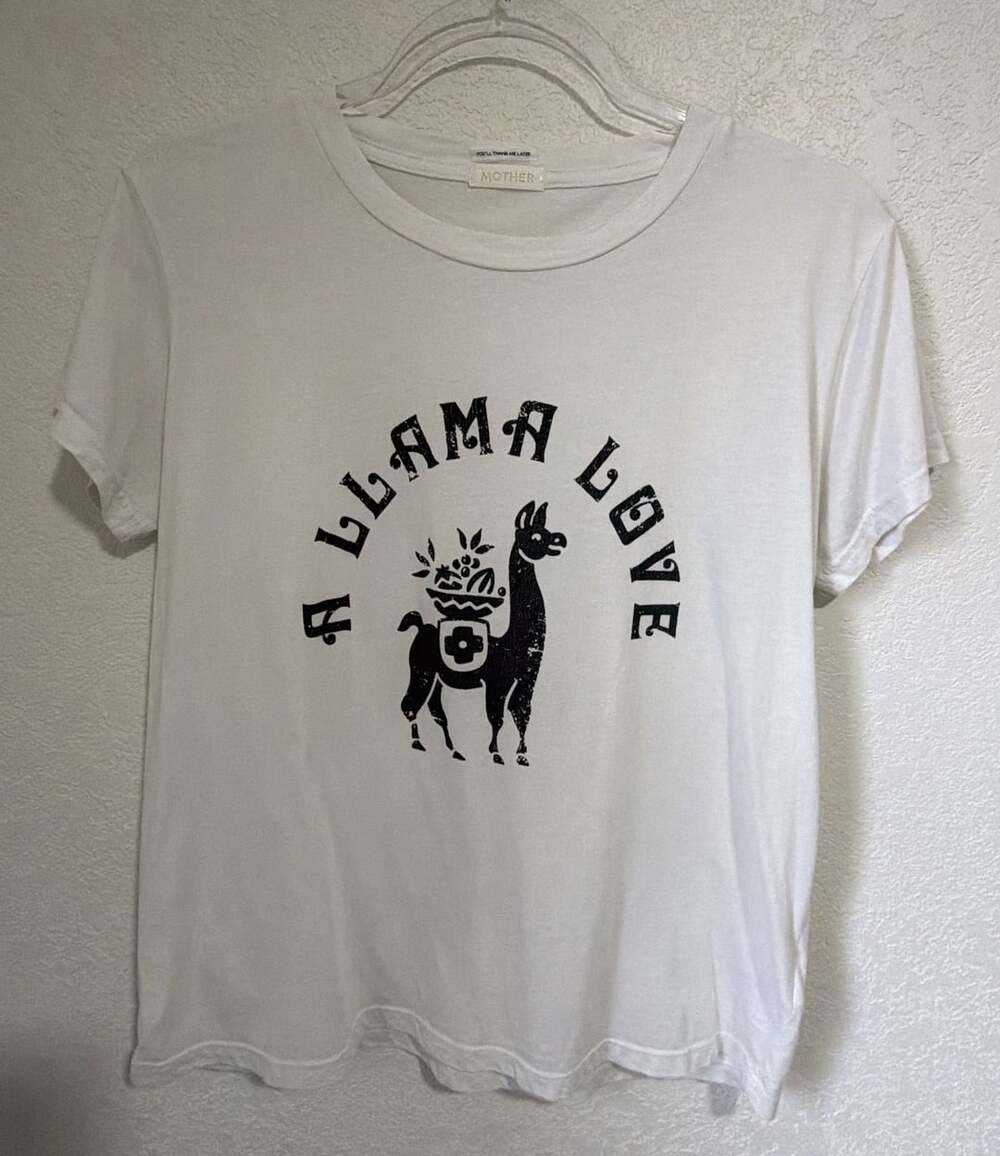 MOTHER Graphic T-Shirt Size S White A Llama Love